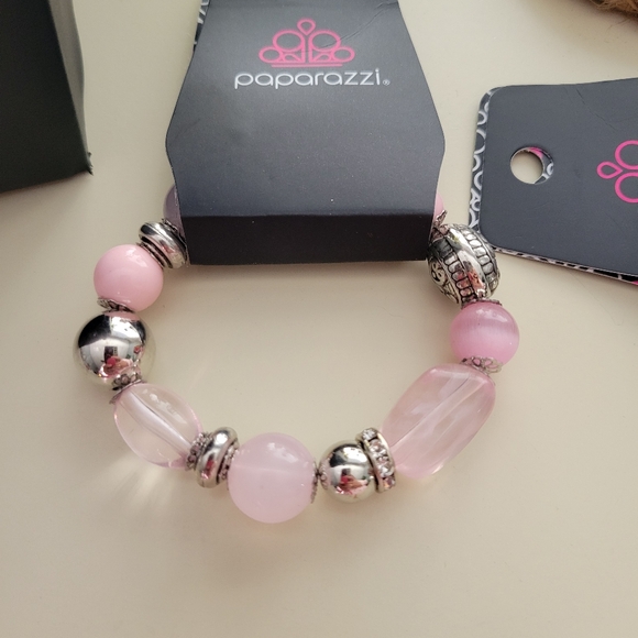 Paparazzi Pink and Silver Beaded Bracelet Duo - Picture 3 of 4